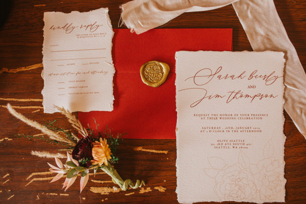 Washington State elopement invitation suite
