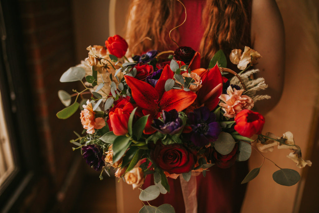 colorful bouquet for a washington state elopement